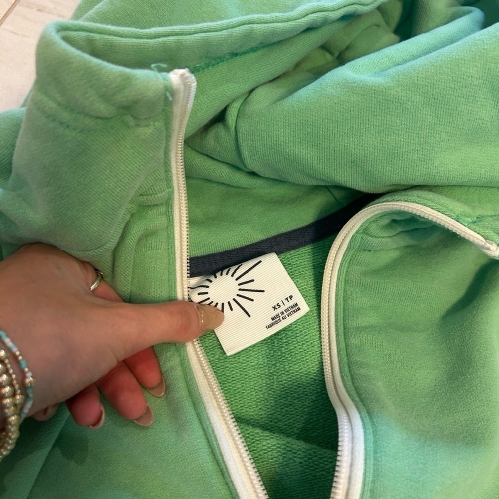 OFFLINE by Aerie Green Half-Zip Hoodie and Matching Shorts Set - Picture 6 of 6